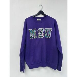 Vintage Michigan State MSU Sweatshirt Large Purple Lee Made in USA Crewneck‎ 90s